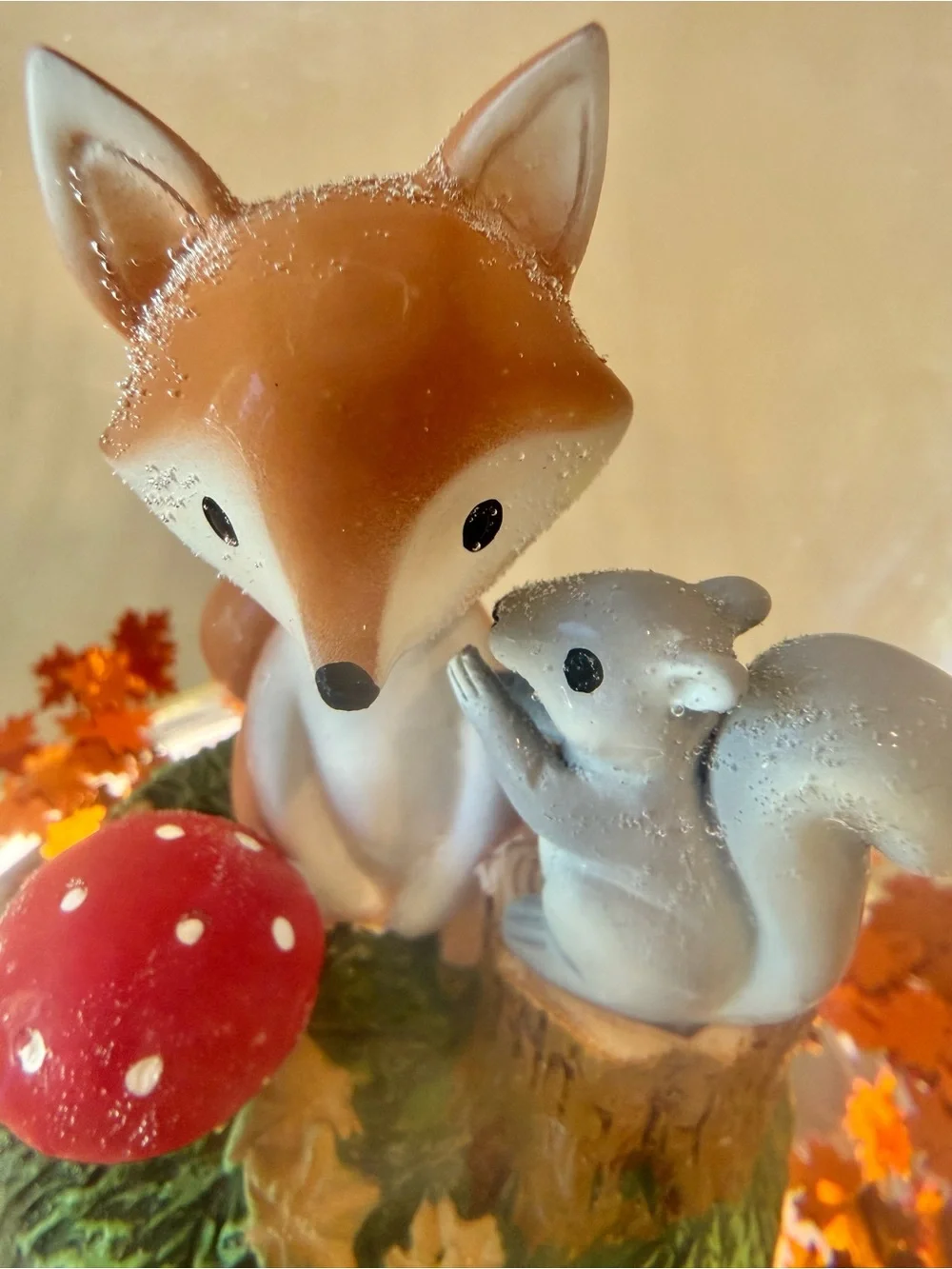 🦊 Bath & Body Works Autumn Fox Squirrel Snow Globe Candle Pedestal Woodland 🐿️